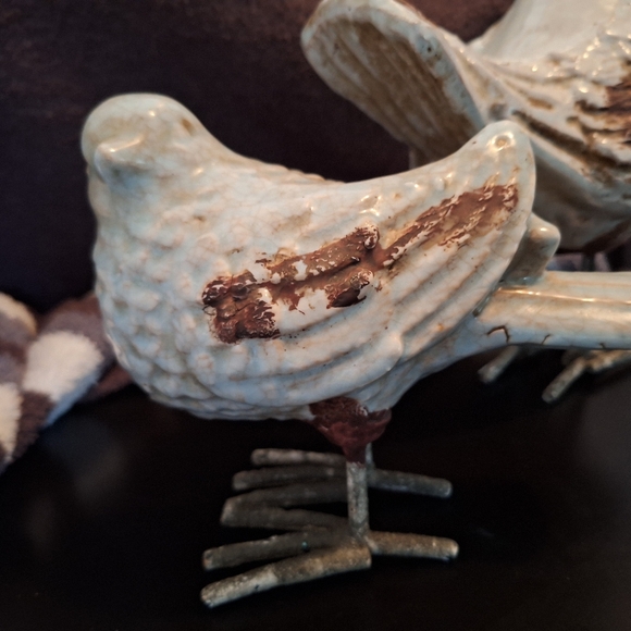 Rustic Ceramic and Wrought Iron Bird Set - Picture 5 of 7